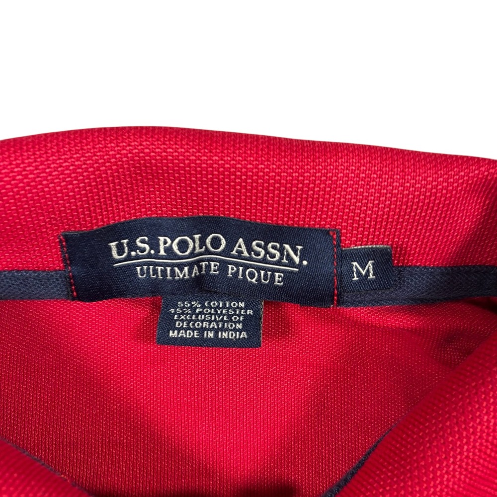 US Polo Assn Ultimate Pique Red Short Sleeve‎ Polo Shirt Sz M preppy classy - Picture 3 of 6